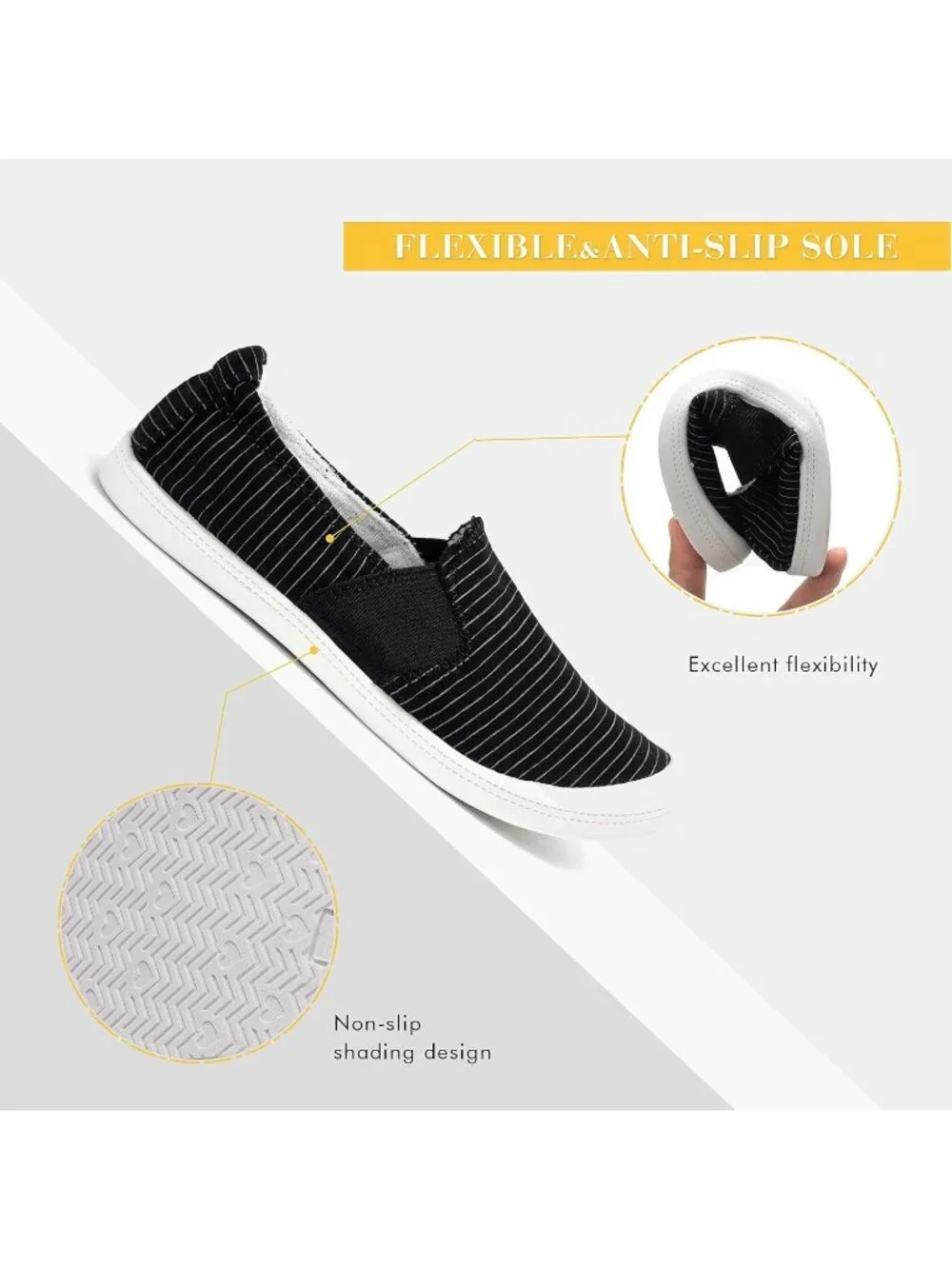 Women's Black/White Stripes Comfortable Lace-Up Breathable Walking Sneakers
